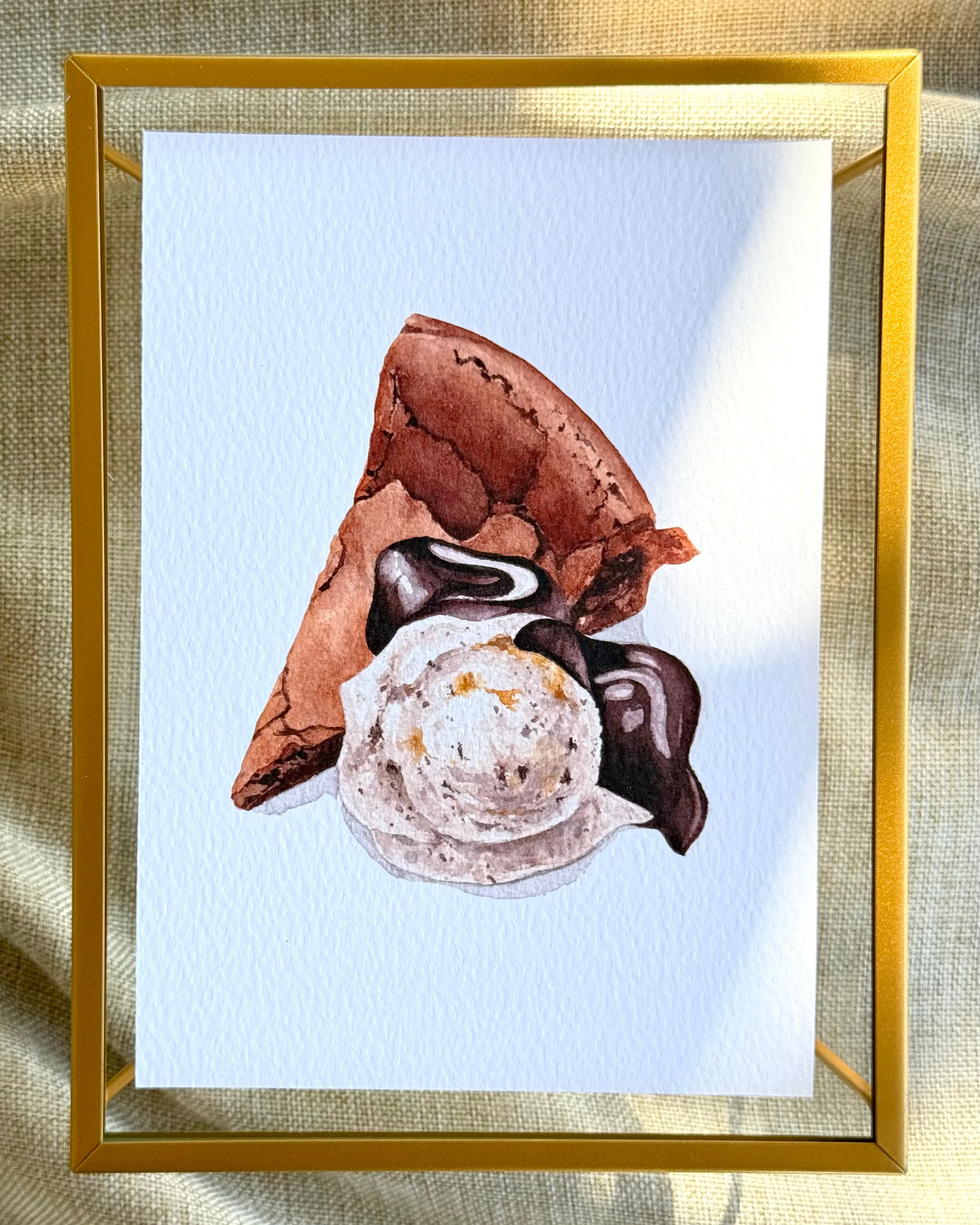 Chocolate Brownie with Vanilla Ice Cream Print